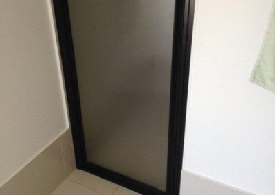 the sauna door . new black frame textured glass